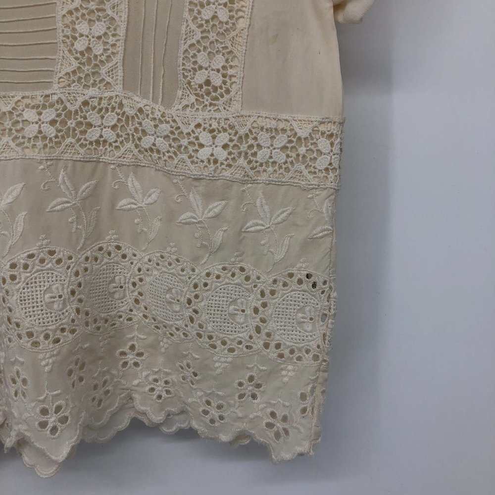 Ulla Johnson Adrienne Scalloped  Silk Eyelet Victorian Blouse Off White Size 2 - Picture 13 of 16